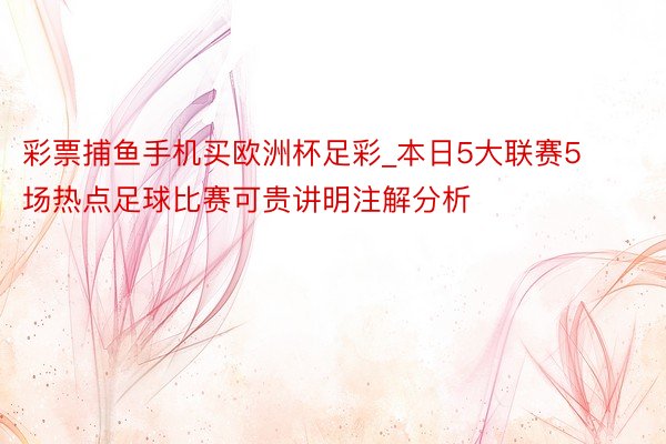 彩票捕鱼手机买欧洲杯足彩_本日5大联赛5场热点足球比赛可贵讲明注解分析