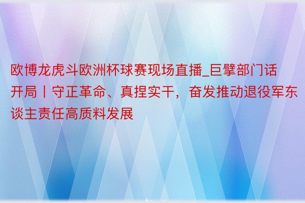 欧博龙虎斗欧洲杯球赛现场直播_巨擘部门话开局丨守正革命、真捏实干，奋发推动退役军东谈主责任高质料发展