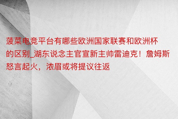 菠菜电竞平台有哪些欧洲国家联赛和欧洲杯的区别_湖东说念主官宣新主帅雷迪克！詹姆斯怒言起火，浓眉或将提议往返